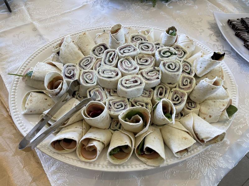 Oval platter of black bean roll ups
