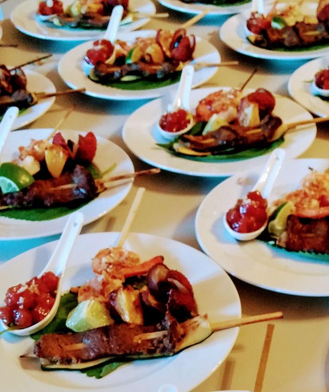 Individual Hawaiian pupu plates of bite-size appetizers