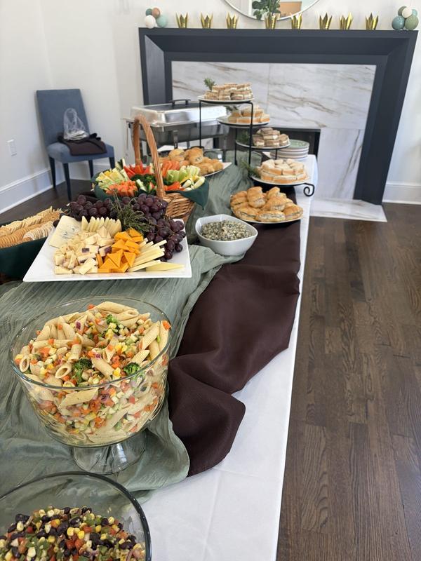 Catered buffet with pasta salad