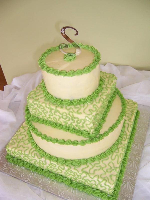 Tiered cake decorated in green