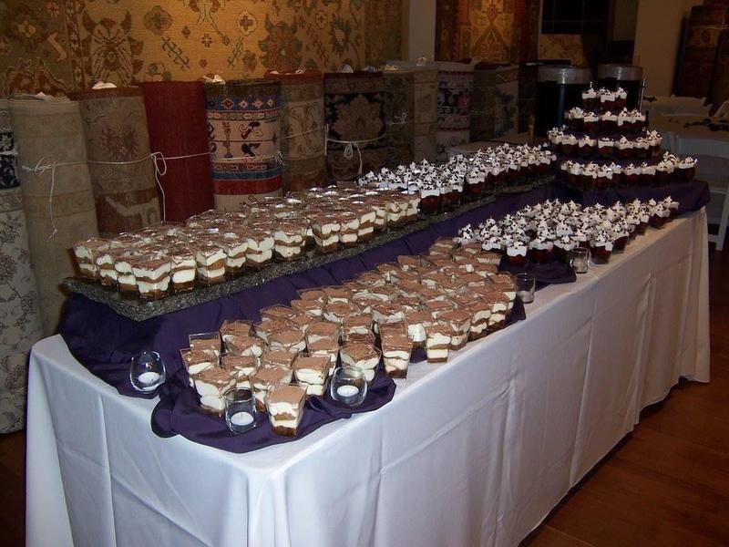 Long table of individual desserts