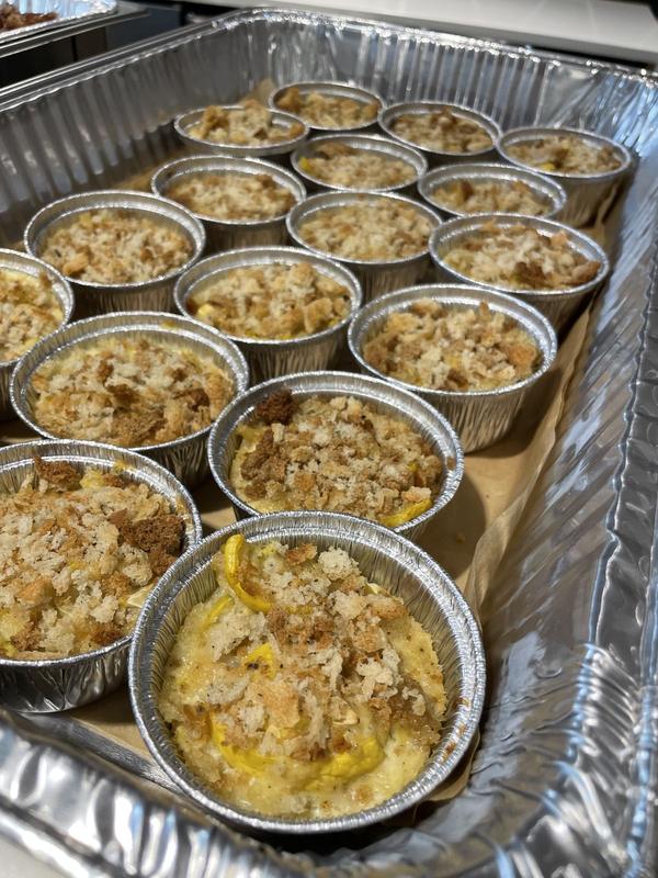 Squash casserole cups prepared by Chef Melissa