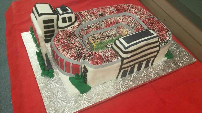 Custom cake decorated as a stadium