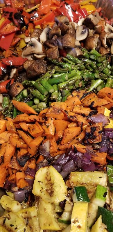 Roasted vegetable medley with asparagus, squash, peppers and mushrooms